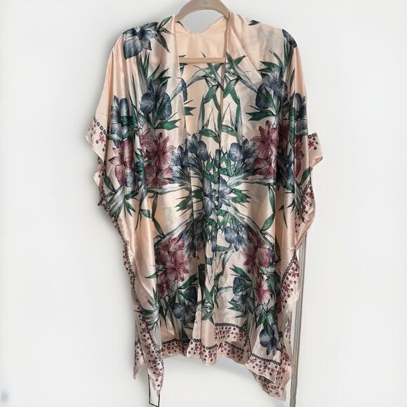 Ivy London NYC Cover-Up Wrap Scarf Women's Pink Floral Print Duster One Size - Picture 1 of 8